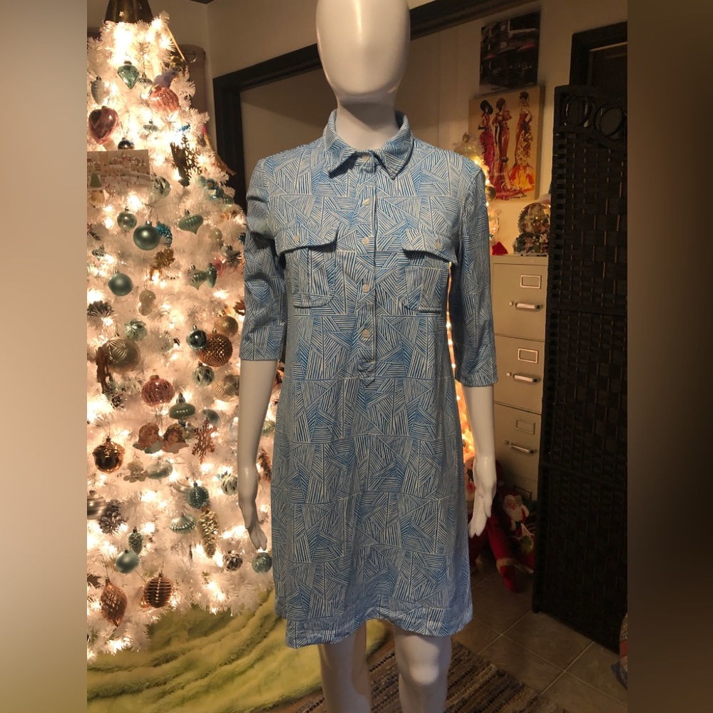 Blue Patterned Shirt Dress by Persifor